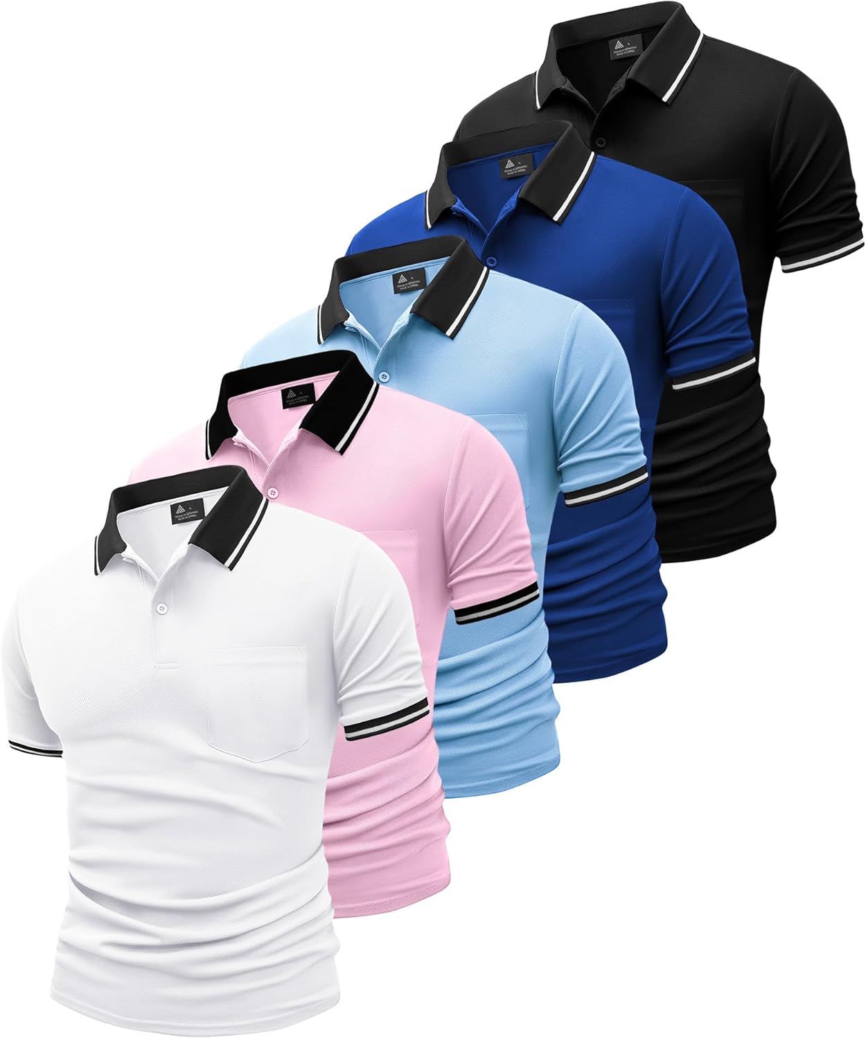 GEEK LIGHTING Men's Polo Shirts with Pocket 5 Pack