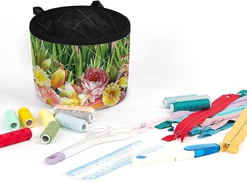 Miniatura 54 de Estera de máquina de coser con flores brillantes y florales bohemias, reduce la vibración, antideslizante, organizador duradero