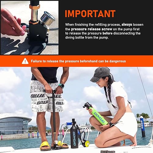 Miniatura 6 de GOYOJO 0.5L Mini Scuba Tank, Portable Divng Lung Tank Emergency Air Supply for Snorkeling, Diving & Shallow-Water Activities, 5-8 Mins Breathing