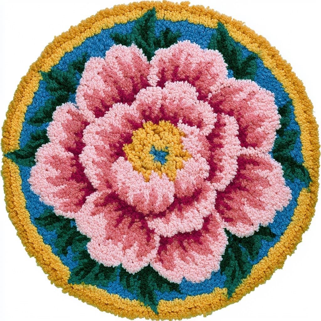 AMBATTERY DIY Latch Hook Rug Kit for Aldult,Pink Flowers