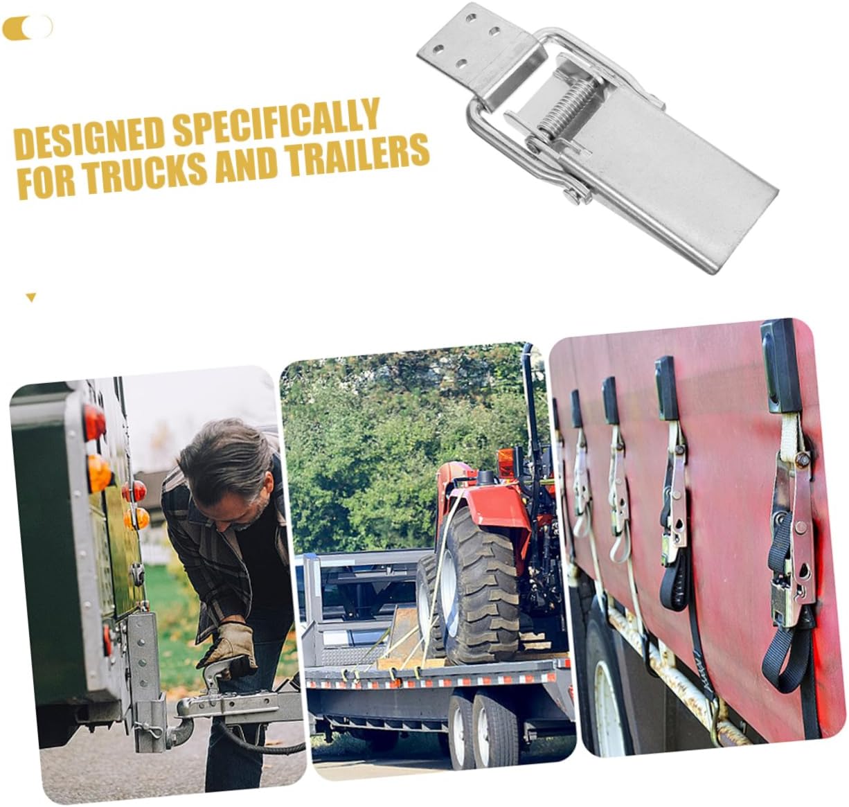 VALICLUD 2pcs Heavy Duty Stainless Steel Spring Loaded Latch for Trailer RV Gate Replacement Universal Carriage Door Lock Galvanization Hardware Suitable for Travel Trailers