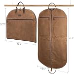 Polare 43” Full Grain Leather Trim Waxed Canvas Carry On Garment Bag for Travel, Waterproof Dust-Proof Foldable Hanging Suitcase Weekender Garment Cover with YKK Zipper