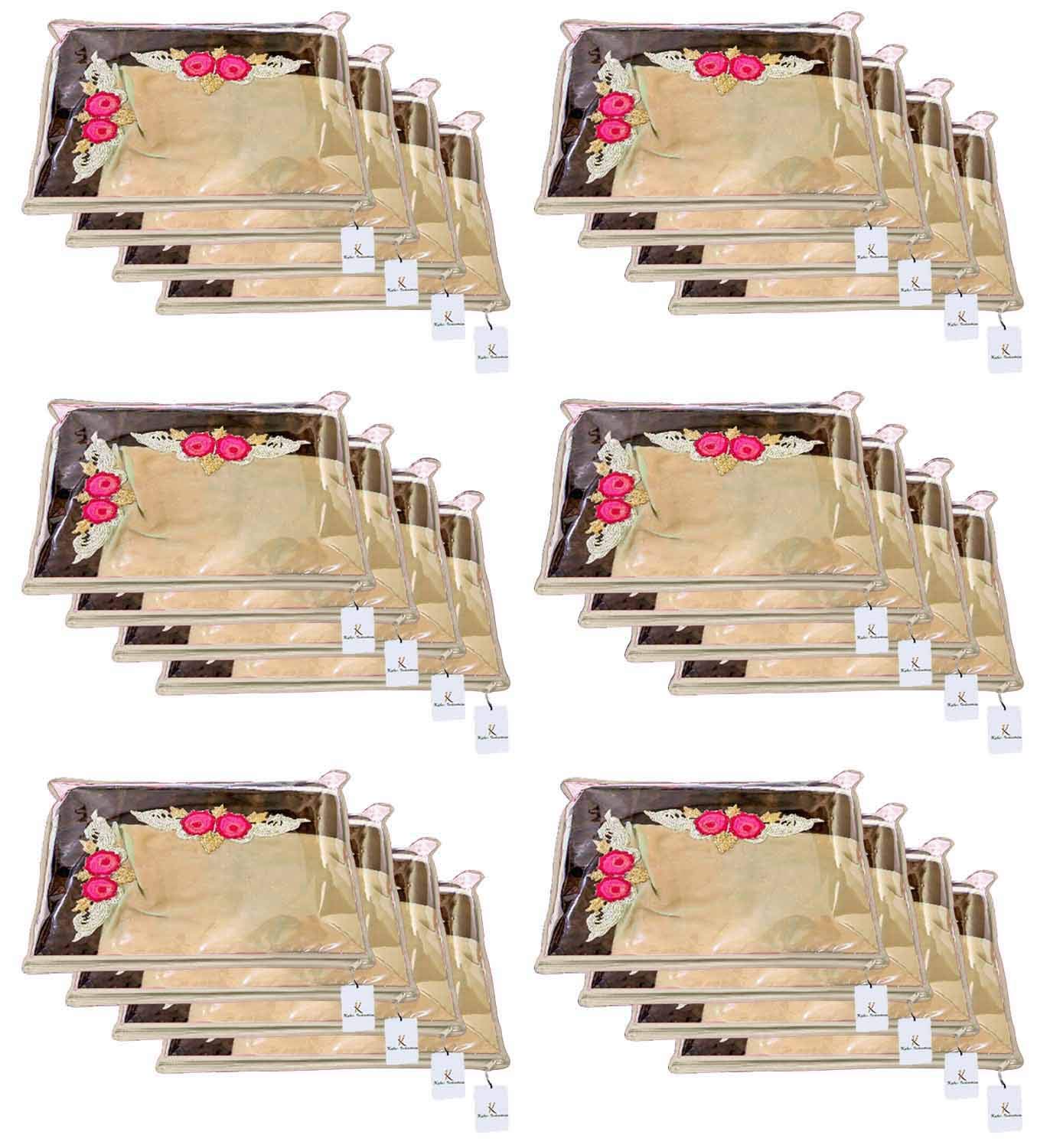 Non Woven Single Packing Saree Cover 24 Pcs Set (Ivory),Ctknew122