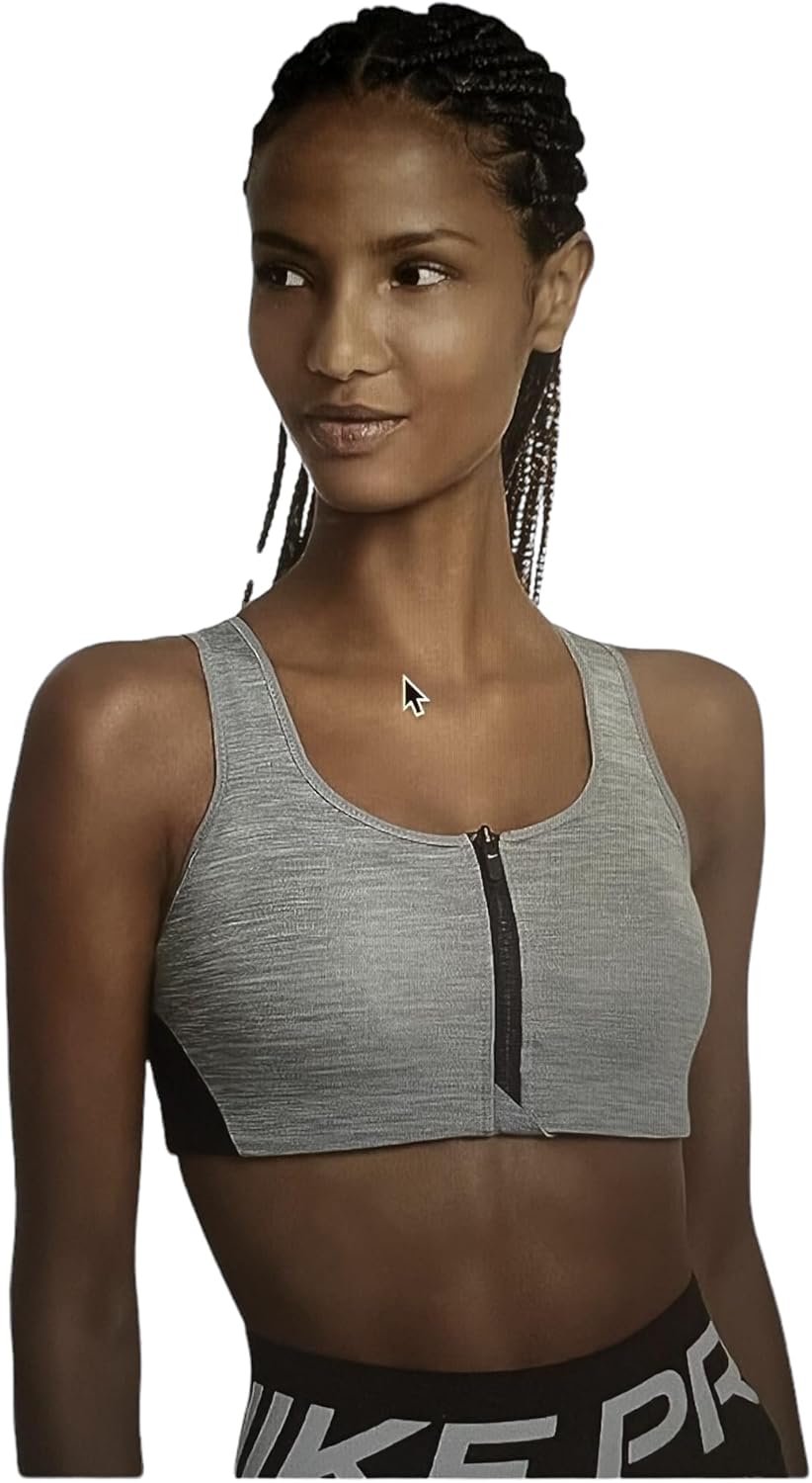 Nike Shape Women's High-Support Padded Zip-Front Sports Bra Smoke Grey/Pure/Black/White (as1, Alpha, s, Regular, Regular, Small)