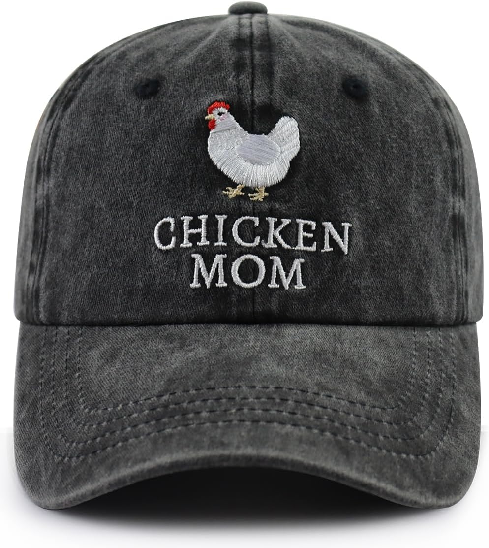 VIPCapz Chicken Mom and Chicken Dad Hat for Women Men, Funny Adjustable Cotton Embroidered Farm Hen Lovers Baseball Cap