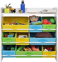 Vista 6 de SONGMICS, Organizador y contenedores de almacenamiento, Unidad de almacenamiento de juguetes para niños con 9 Extraíbles de Tela No Tejida, Estante