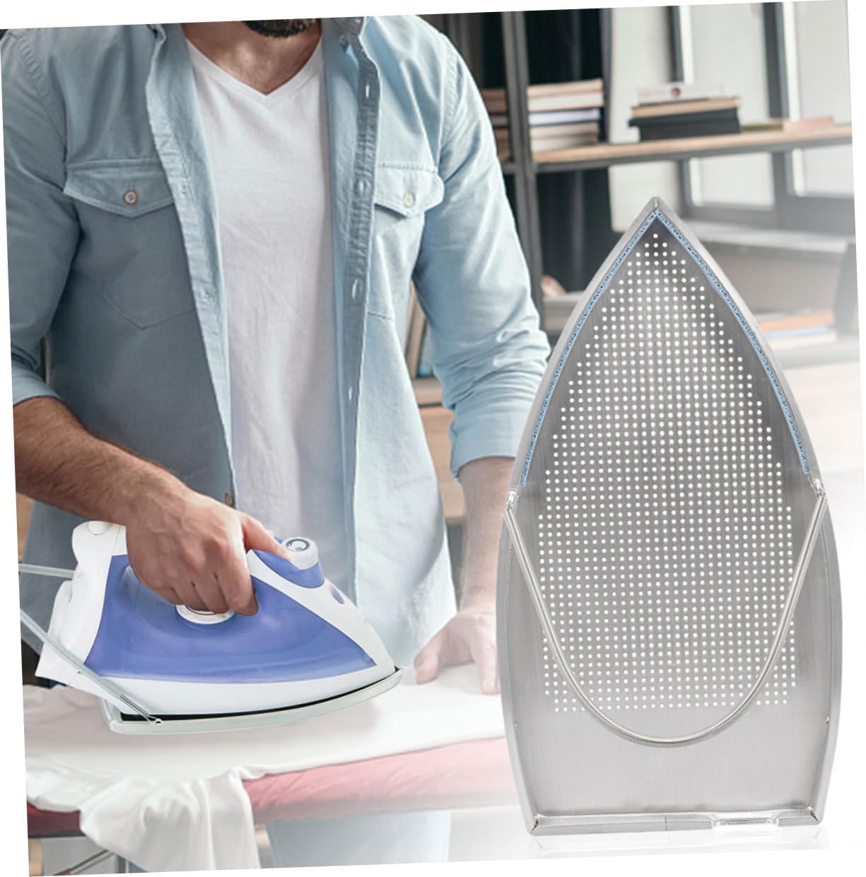 ABOOFAN Heat-Resistant Iron Shoe Cover with PTFE Soleplate Protector Ironing Pad Mat for Steam Irons Prevents Scorching Sticking Shine Safe Tabletop Insulation Guard for Household Use