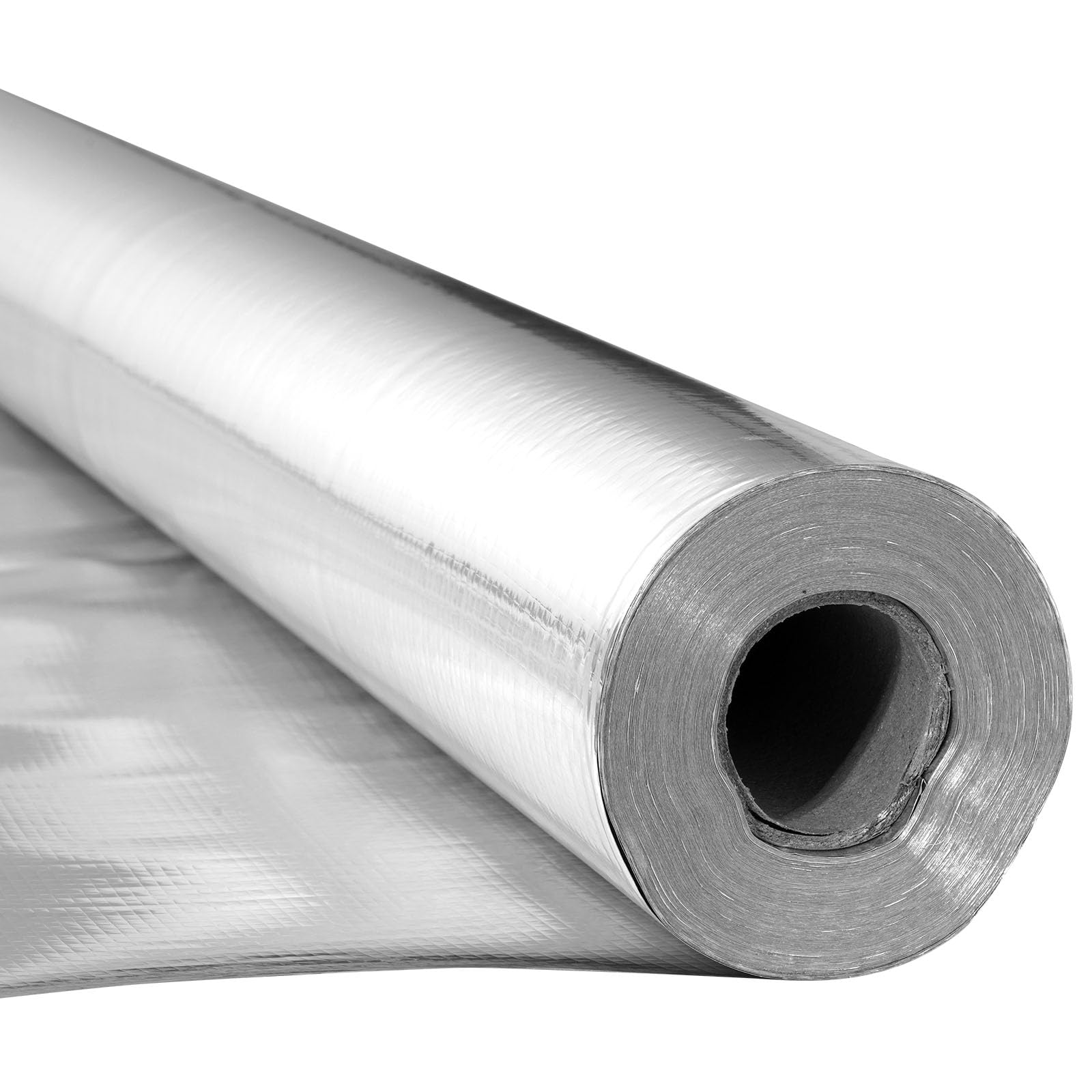 VEVOR Rotolo Isolante Riflettente Doppio, Barriera Radiante in Tessuto Non Perforato, Spessore 0,​15 mm, 38,​1 mx 1,​22 m, Scudo Riflettente del Calore in Alluminio Bifacciale, per Tetti di Finestre