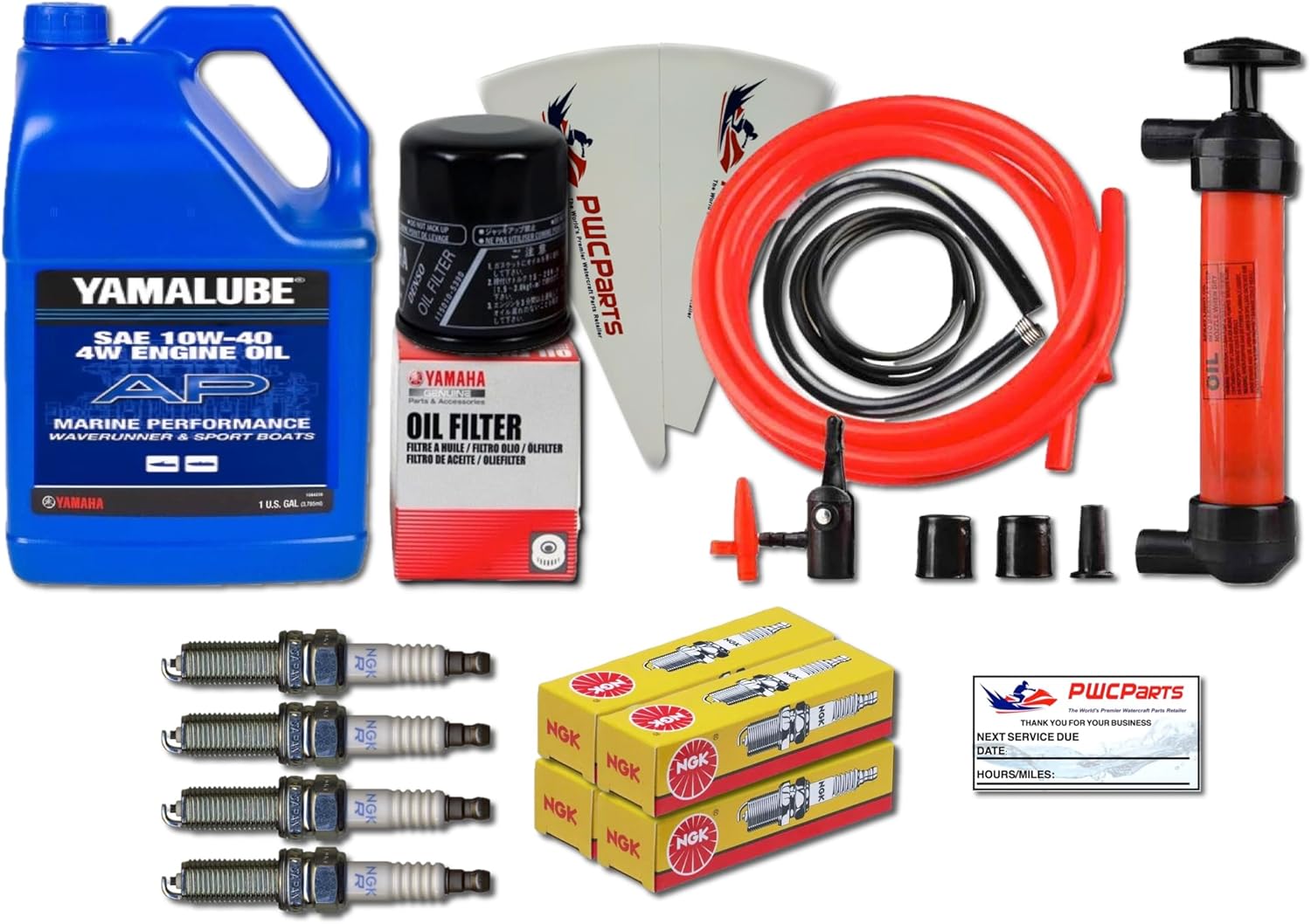YAMAHA 1.8L HO SHO Oil Change Kit w/Filter 4W Gallon FX-HO VXR VXS FZ-SHO FZR FZS 69J-13440-03-00 NGK Spark Plugs Maintenance Kit w/Deluxe Fluid Oil Extractor Removal Pump