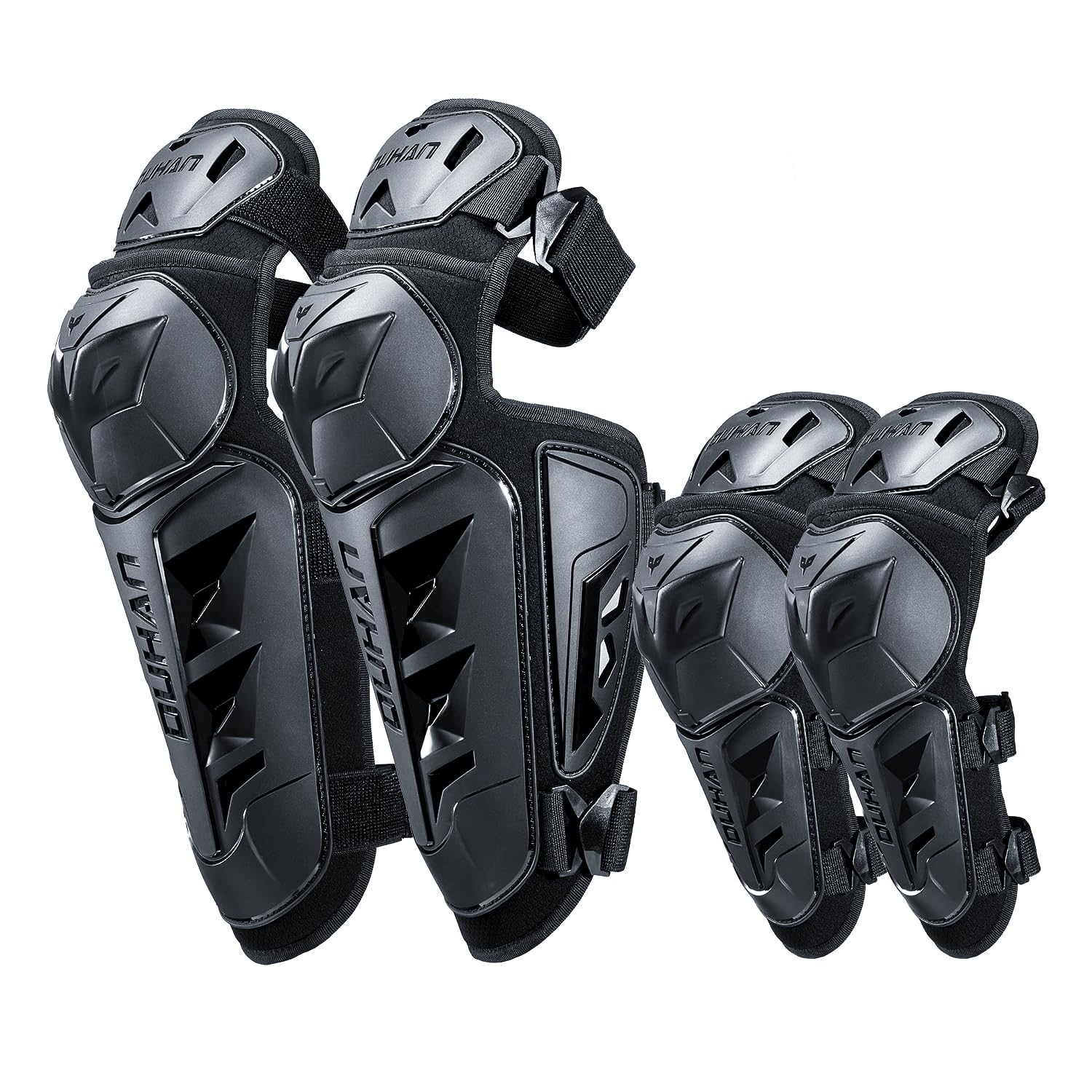 Motorcycle Shin Guards 4Pcs Elbow Guard and Knee Pads Adjustable Anti-Slip Motorcycle Protective Gear for Men and Women