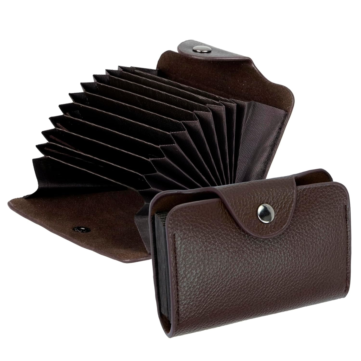 9 Slots Vertical PU Leather Card Holder Wallet, Light Brown-image-31