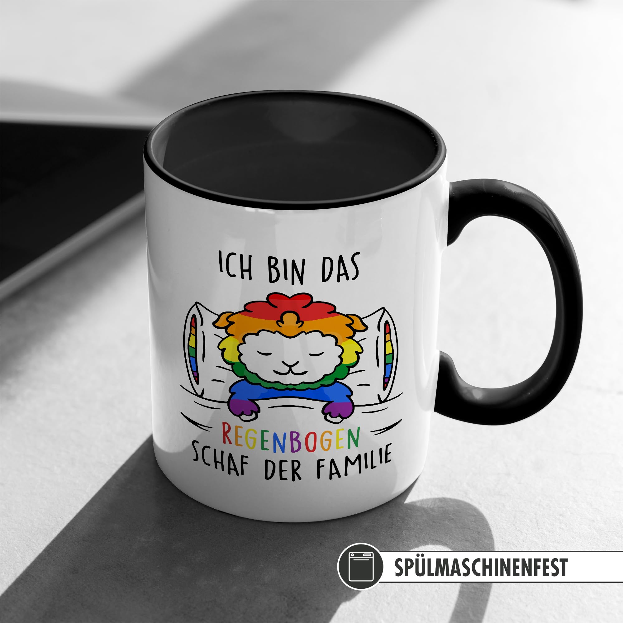 LGBT Tasse – „Ich Bin Das Regenbogen Schaf Der Familie“, Pride Geschenk, 330 Ml, Spülmaschinenfest, Beidseitig Bedruckt