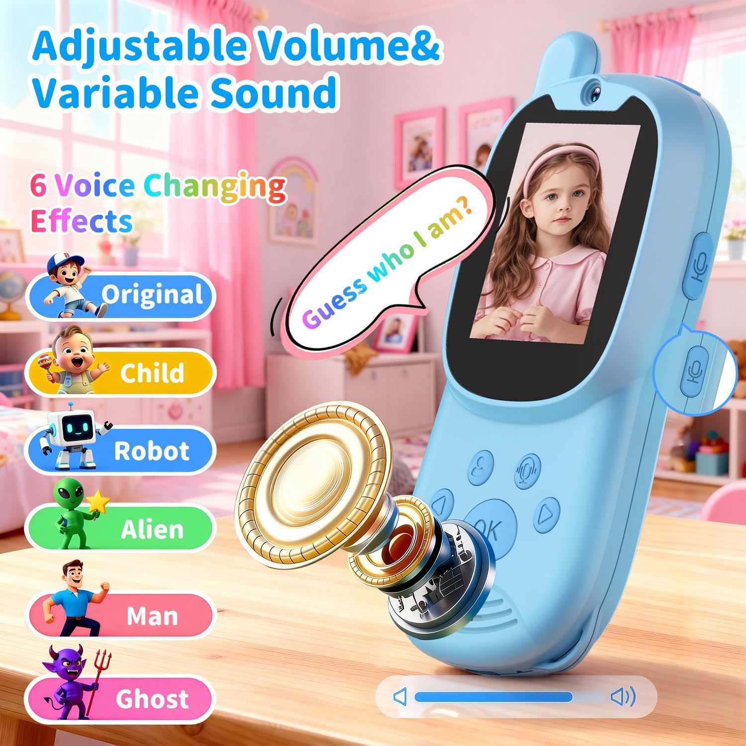 Video Walkie Talkies for Kids, Handheld 2 Pack Rechargeable Video Intercom Kids Walkies Talkies, Indoor Outdoor Toys for Family Games, Outside, Camping, Hiking for Boys Girls Ages 3-12 (Blue+Blue)