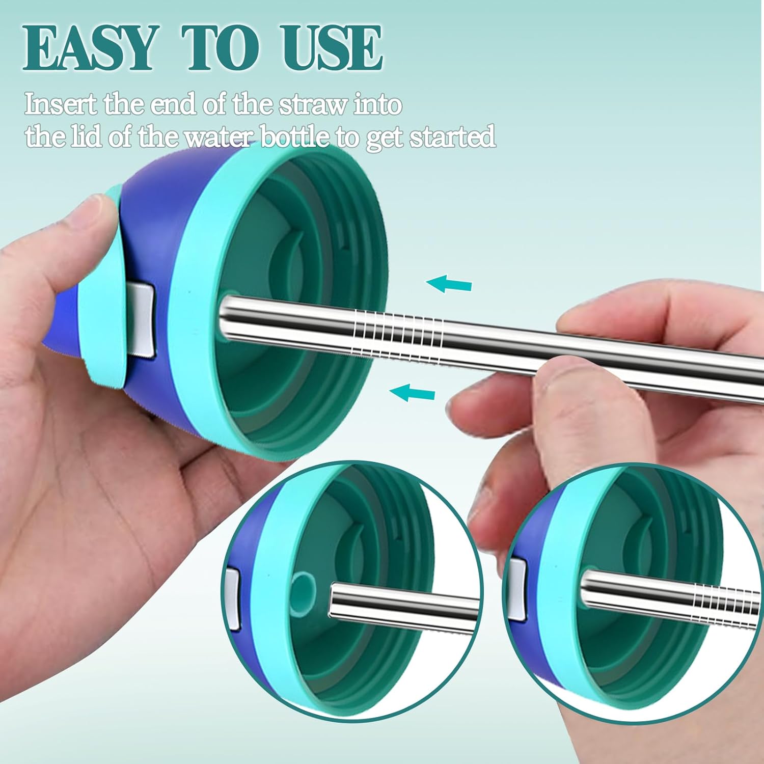 Replacement Metal Straws for Owala Water Bottle 32 oz 24 oz, 6 Pcs Reusable Stainless Steel Straws with 2 Cleaner Brush, Short Metal Straws Dishwasher Safe (6 Pcs, 32oz / 24oz)