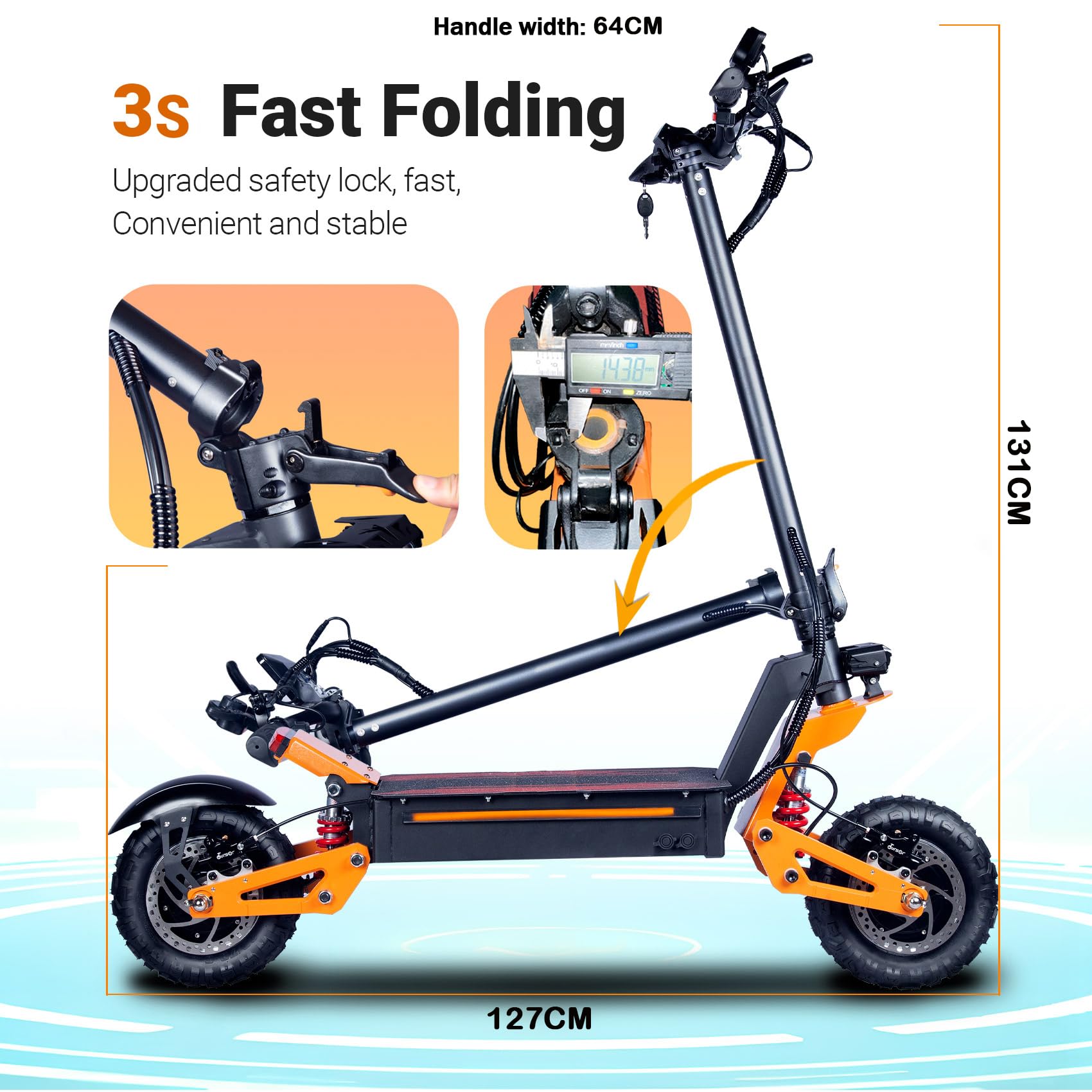 HWH Monopattino Elettrico Fuoristrada Adulto Potente Senza Patente E Scooter Adulti Pieghevole 11 Pollici Doppio Motore Batteria agli ioni di litio 60V40AH Autonomia 100KM