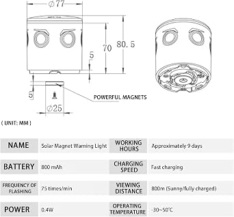 Solar Strobe Warning Light: Bright Solar Emergency Strobe Warning Light, Strong Magnetic Base Flashing Lamp, Waterproof LED Safety Outdoor (Green)