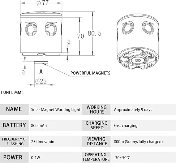 Solar Strobe Warning Light: Bright Solar Emergency Strobe Warning Light, Strong Magnetic Base Flashing Lamp, Waterproof LED Safety Outdoor (Green)