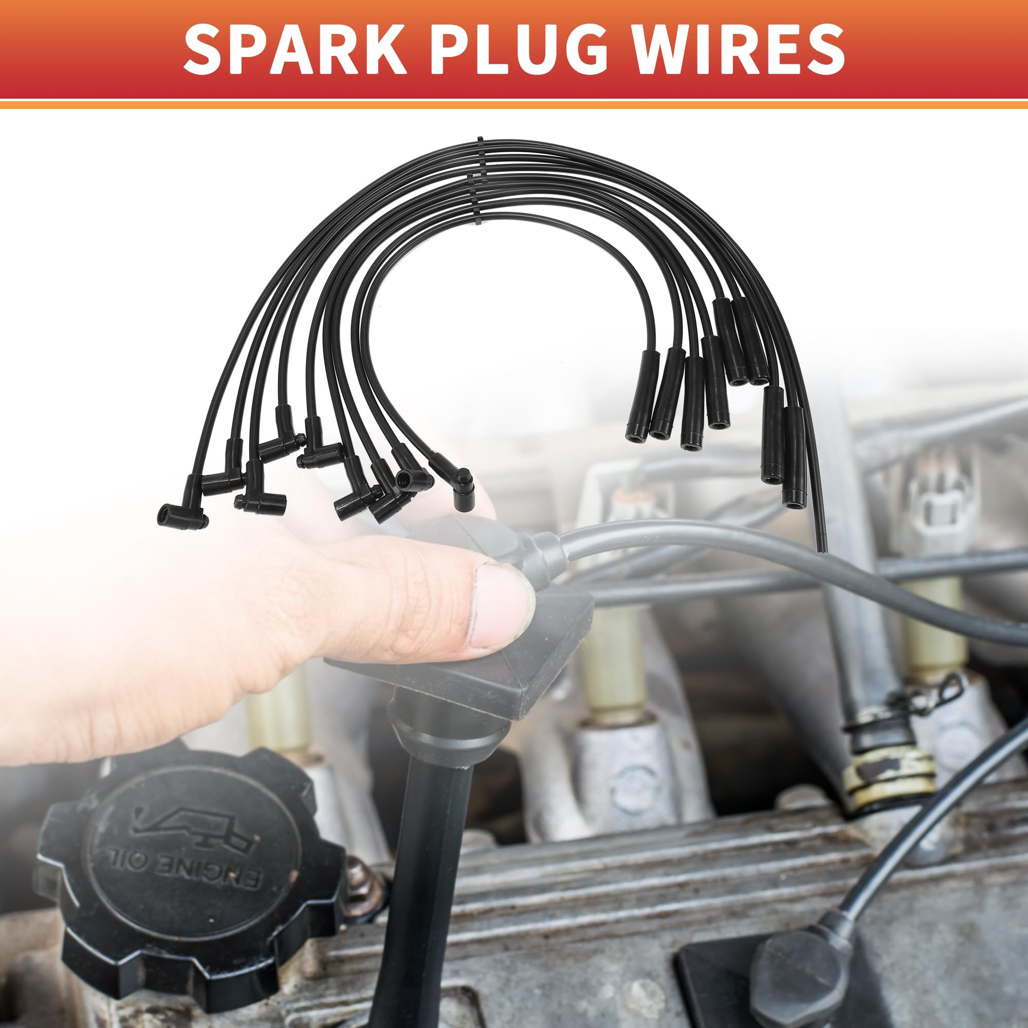 QUARKZMAN Cable De Bobina De Encendido Para Chevrolet Blazer V8 7.4L 1973 | Negro, Silicona, Níquel, Para Chevrolet C20, Chevelle, K10, K20, K5 Blazer, Monte Carlo V8 6.5L-7.4L 1966-1986