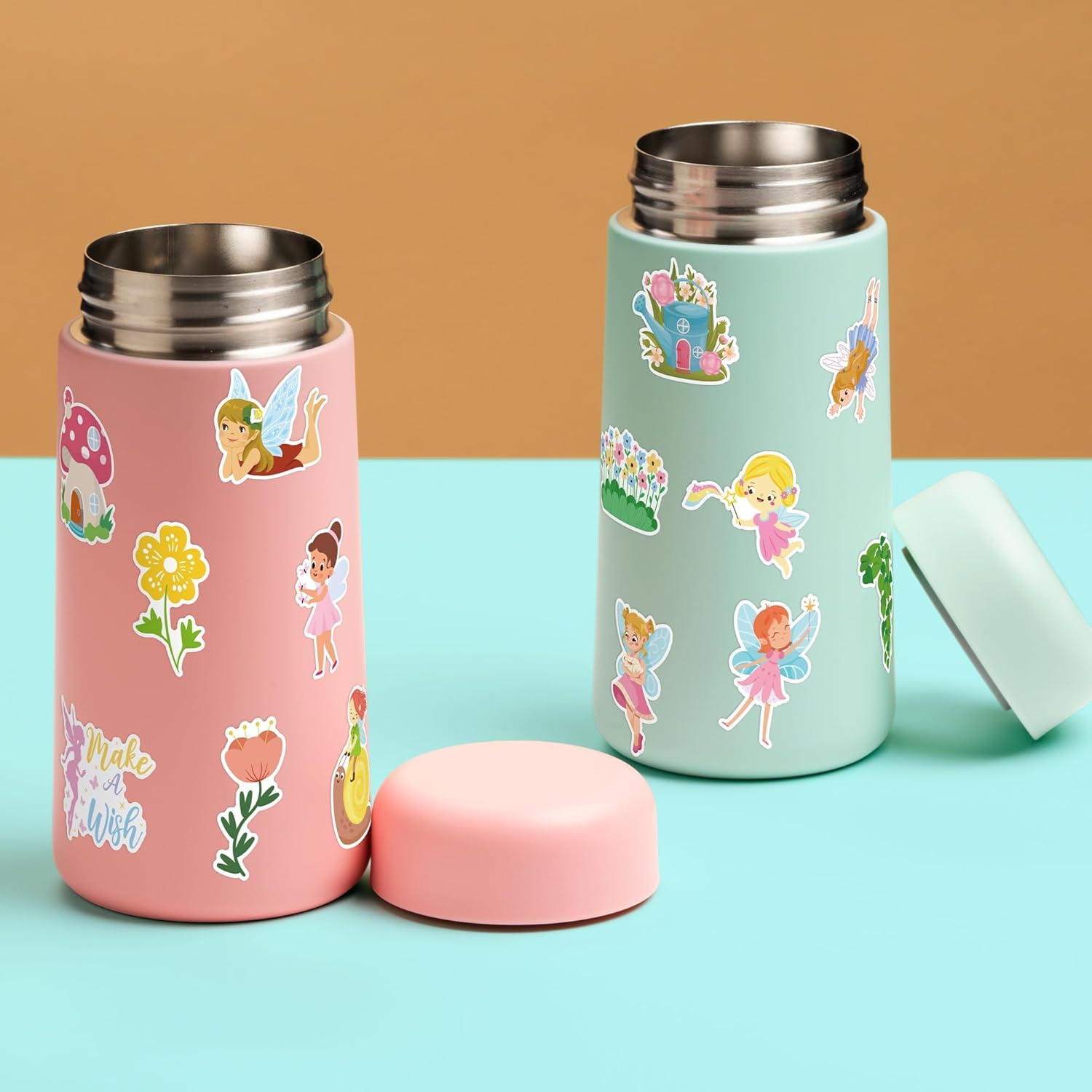 Haooryx Spring Woodland Fairy Sticker - 100 Pcs Hello Spring Woodland Fairy Waterproof Vinyl Reusable Laptop Sticker Coloring Book Scrapbook Water Bottle Page Activity Pad Party Favors Gift Skateboard