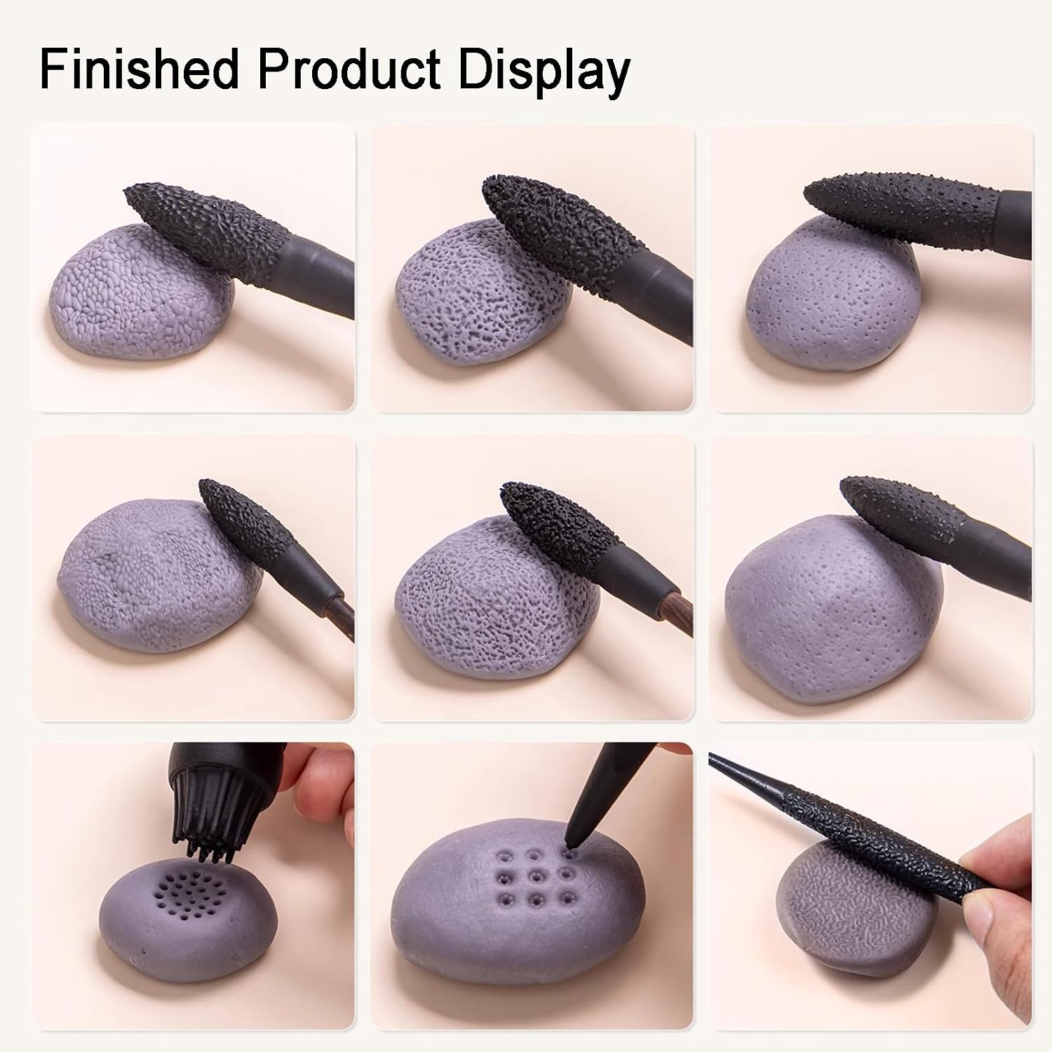 Texture Tool Sets for Clay Art, Oval Clay Sculpting Modeling Pattern Rollers Kit, 9 Pcs, with Wooden Handles, Professional Sculpting & Detailing Kit