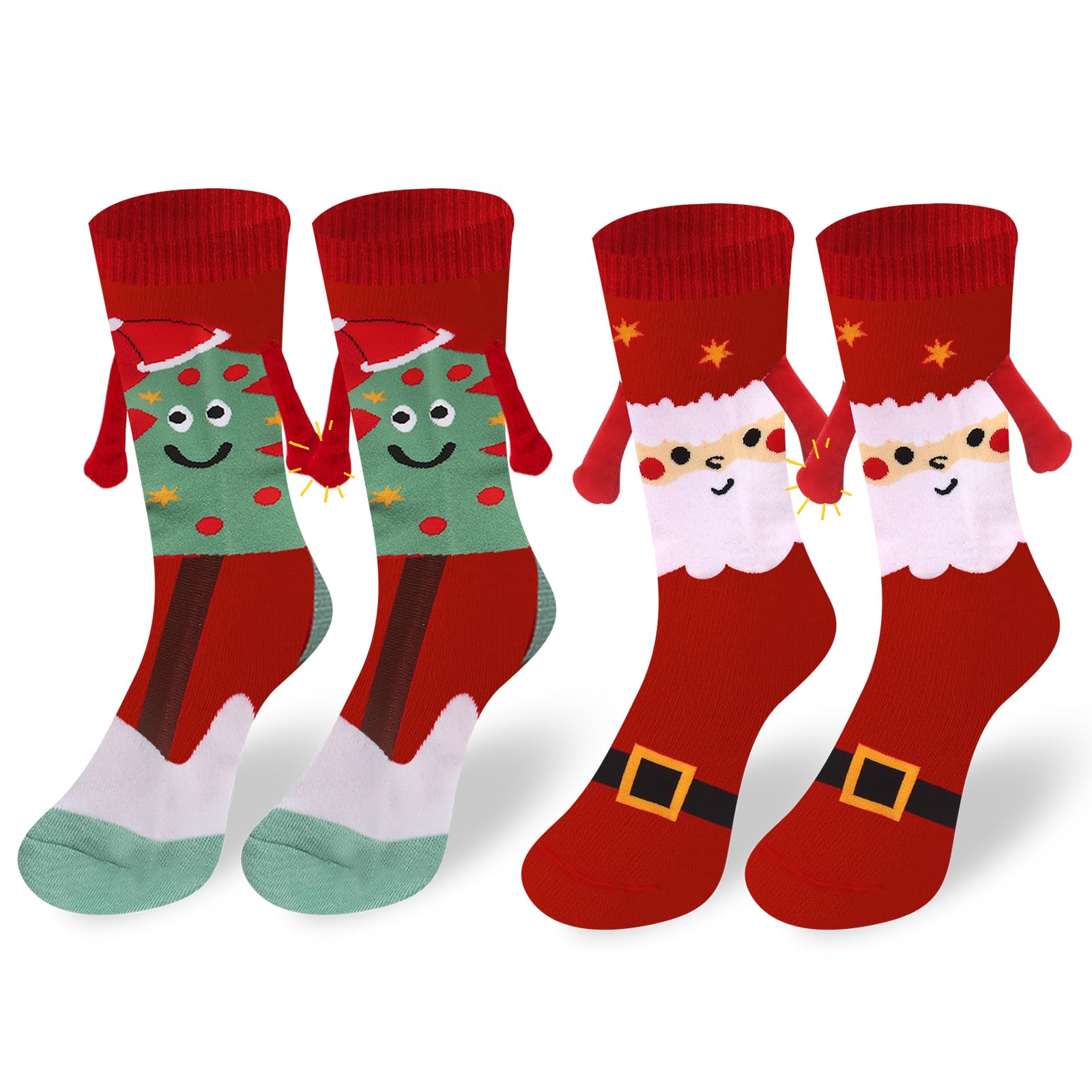 Threetols Funny Couple Socks - Magnetic Christmas Hand Holding Socks for New Year, Xmas Gift