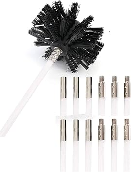 13 Piece Dryer Duct/Vent Cleaning Kit, Lint Remover, Extends up to 24 Feet, Synthetic Brush Head, Use with or Without a Power Drill 12 Rods + 1 Bush Head