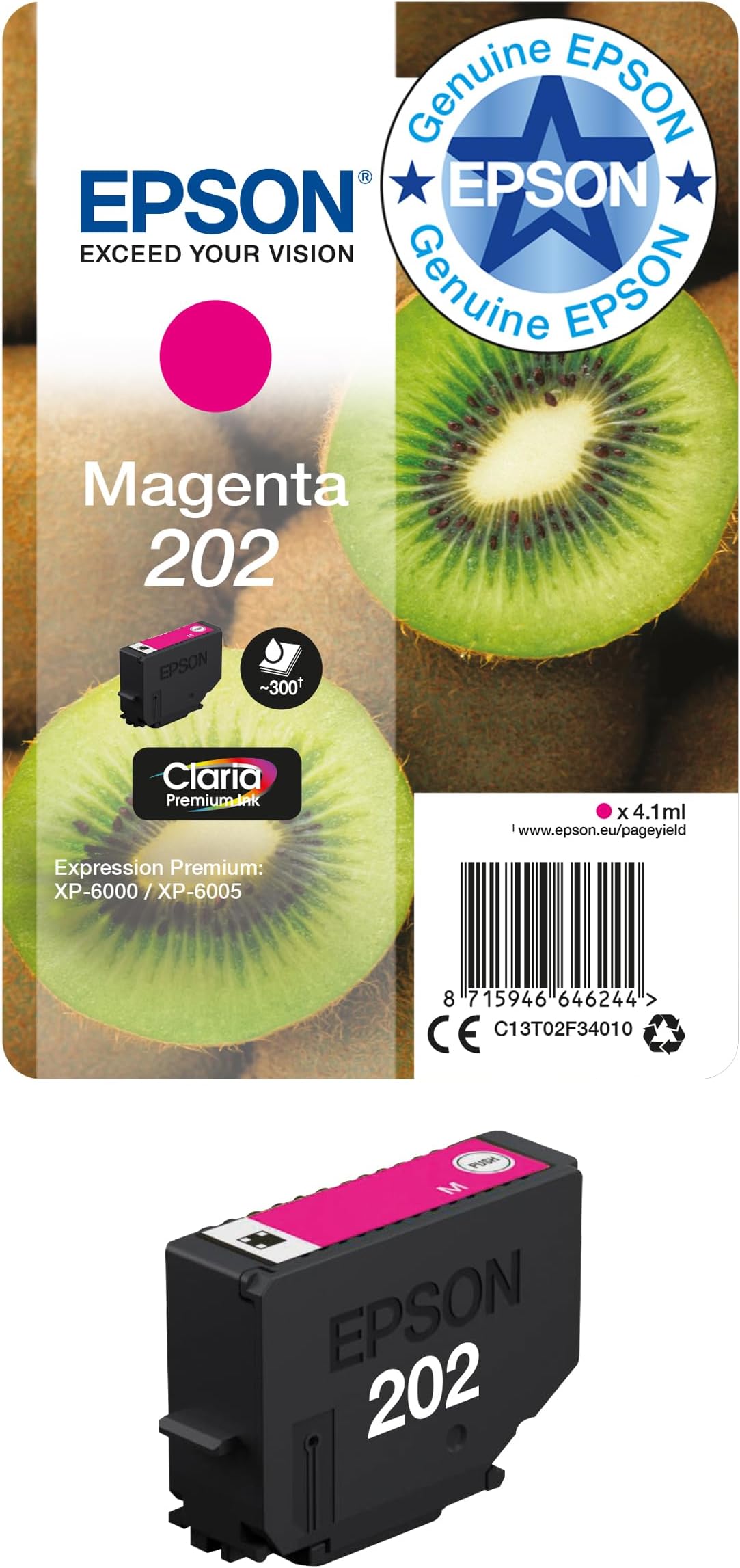202 Magenta Kiwi Genuine, Claria Premium Ink Cartridge