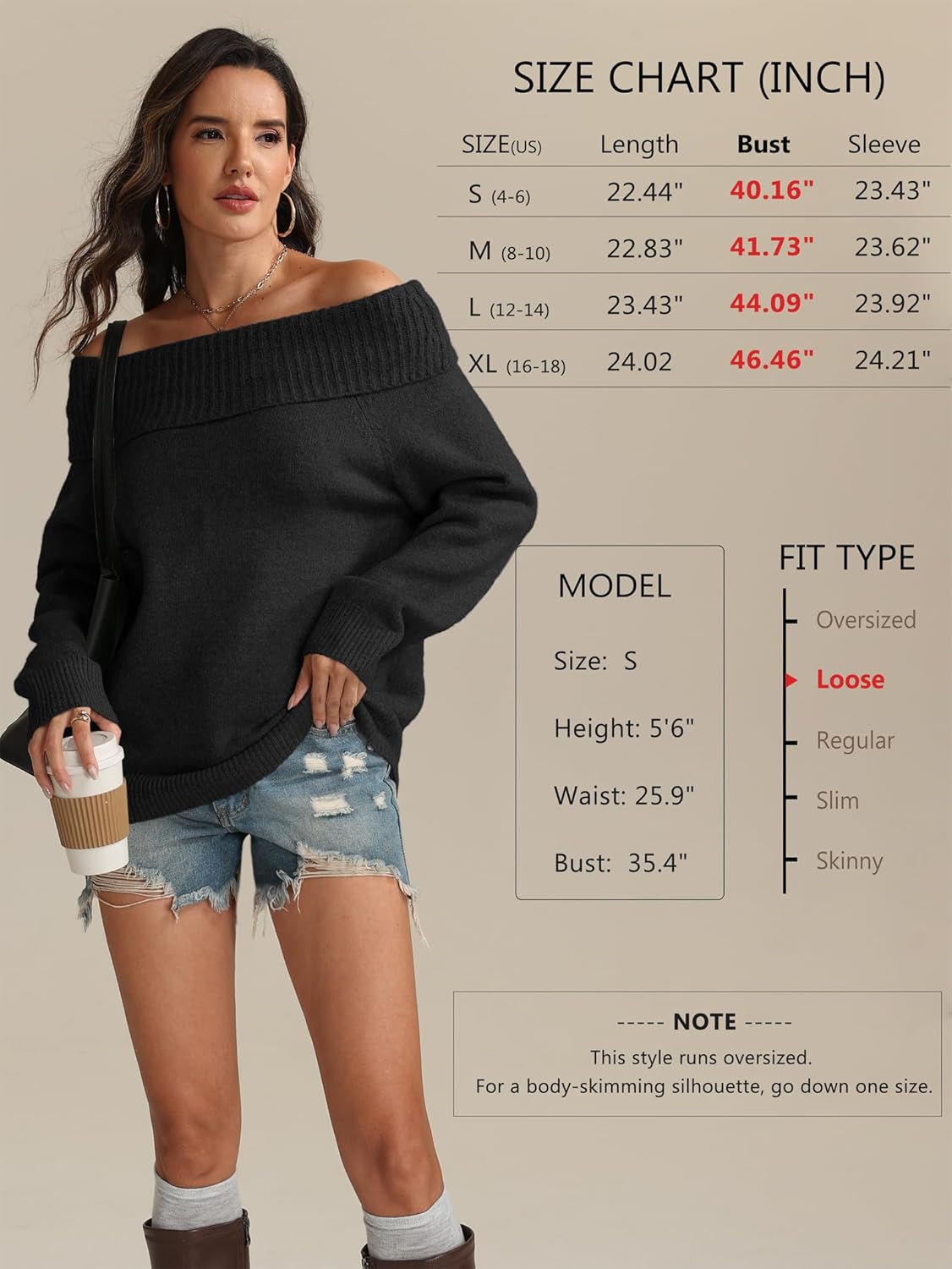 ATHMILE Womens Off The Shoulder Sweaters Oversized Spring Tops Batwing Sleeve Loose Pullover Fall Winter Fashion Outfits 2026 - Image 4