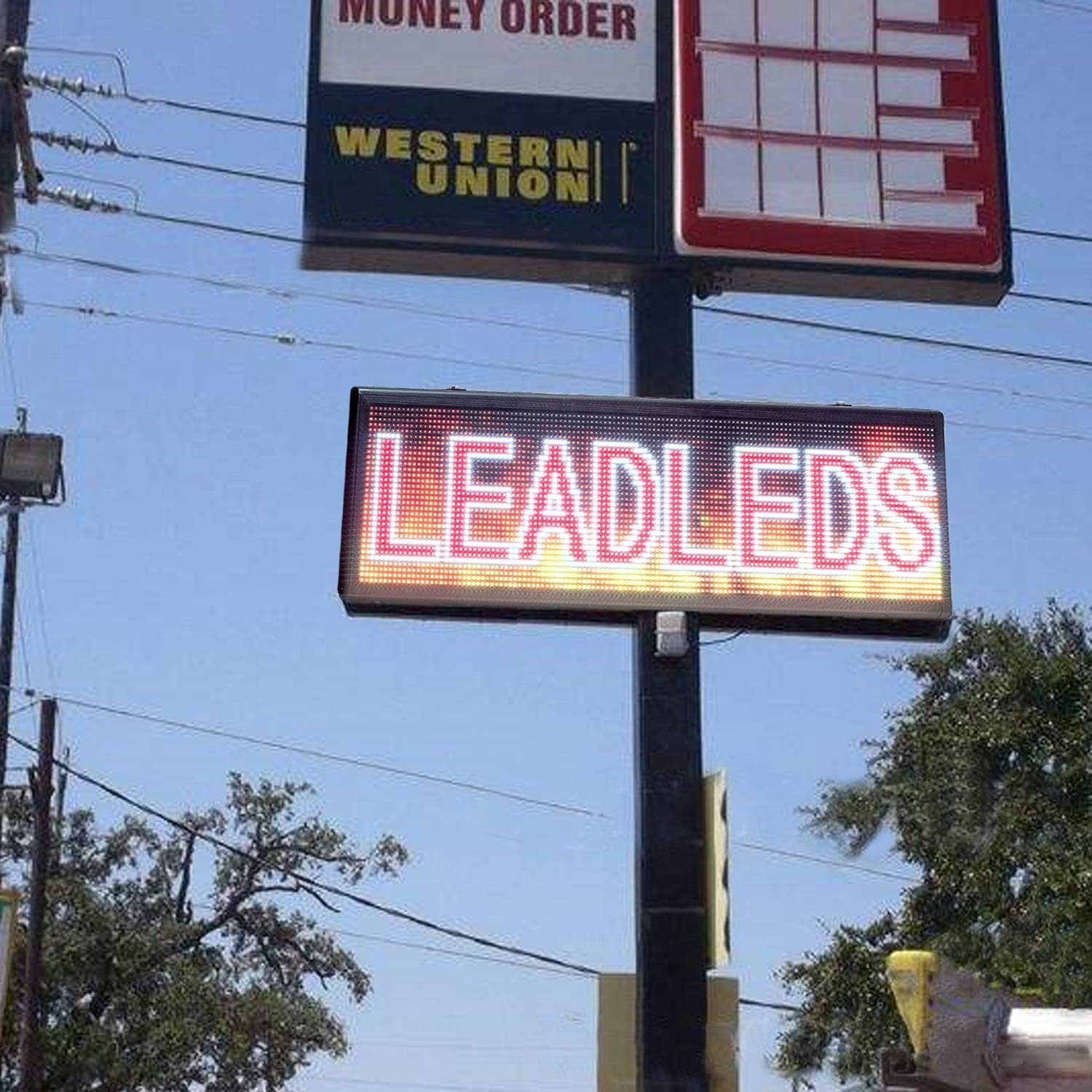 Leadleds P10 SMD Outdoor Waterproof RGB Full Color LED Display Message Board WiFi Programmable Scrolling Information Temperature Signage (L40.5” x W9")