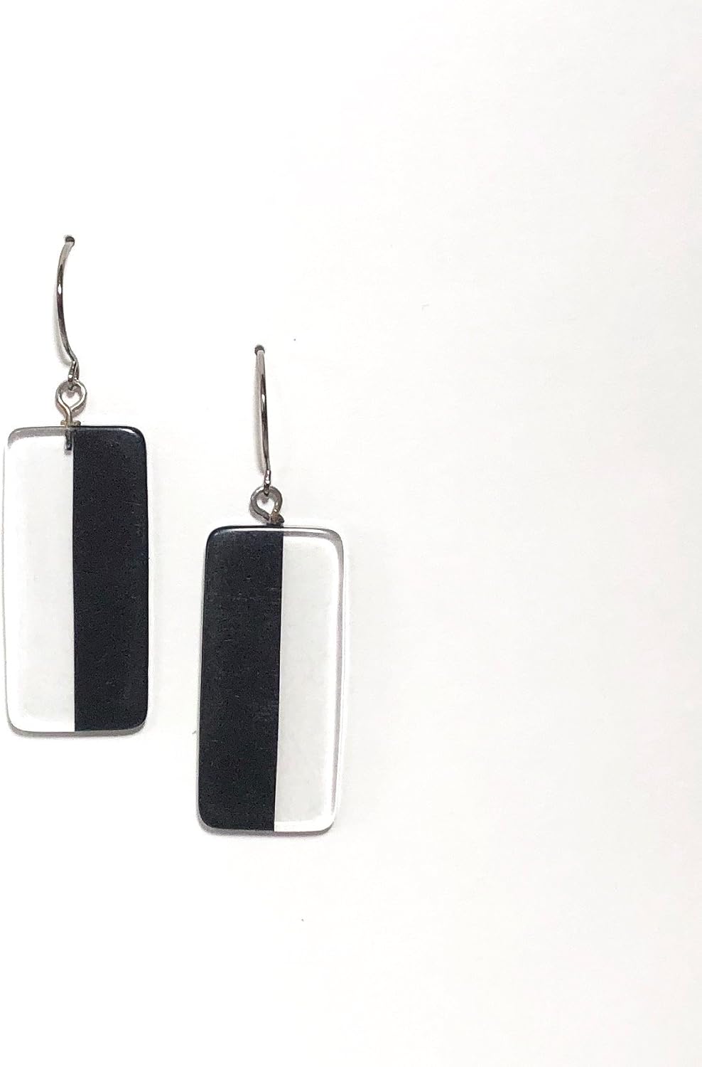 Black and Clear Geometric Rectangle Drop Earrings image 4