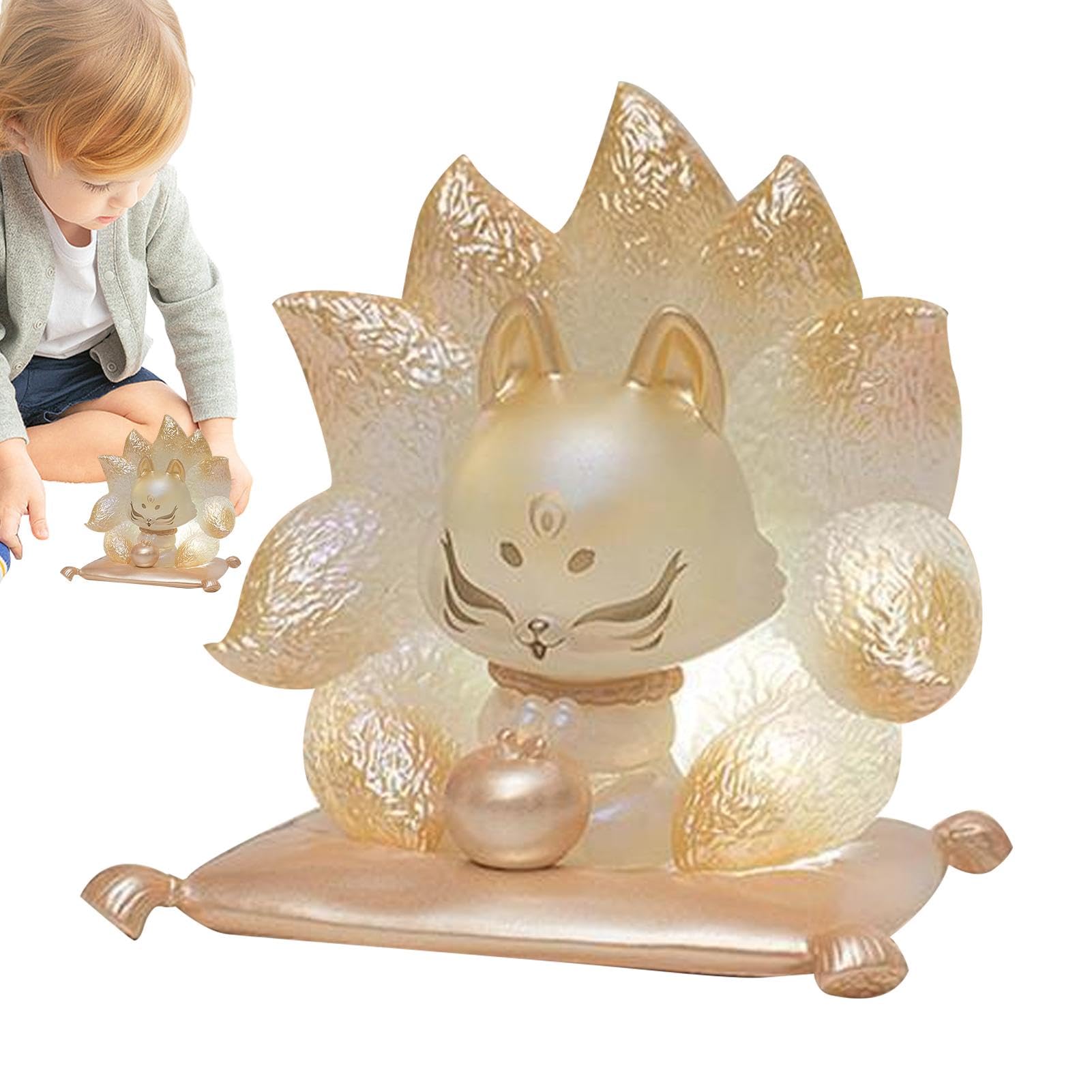 Zuasdvnk Statue de renard à neuf queues - Figurine de renard à neuf queues - Jouet de collection pour filles - Statues d'animaux de fée - Décoration de bureau tendance pour enfants, garçons, filles