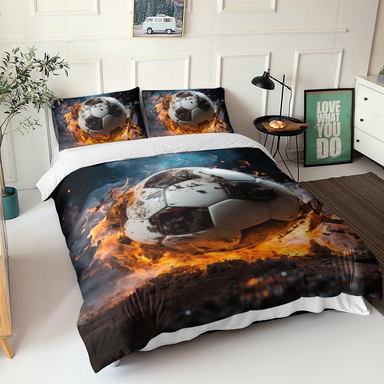 Linge de lit 3D doux microfibre de qualité supérieure motif ballon enflammé