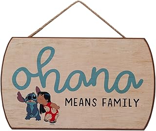 Disney Lilo and Stitch Ohana Means Family Hanging Wood Wall Decor - Cute Ohana Sign for Home Decorating