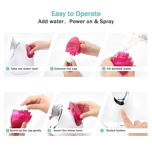 Miniatura 11 de EZBASICS Vaporizador facial iónico para el hogar, humidificador de niebla cálida atomizador para cara, sauna, spa, senos nasales, hidratación, Azul