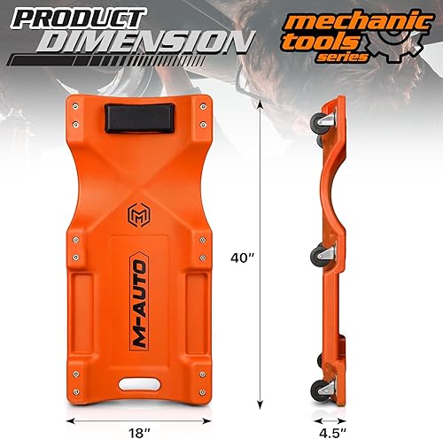 Miniatura 22 de M-AUTO Enredadera de plástico con ruedas para garaje con reposacabezas acolchado, 36 pulgadas, peso ligero, carro mecánico con bandejas de Rojo