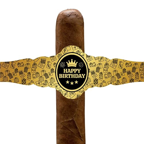 Happy Birthday Gold Foil Cigar Labels – 14 Pack of