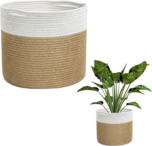 Cesta de Almacenamiento Tejida Multiusos para Macetero Mimbre