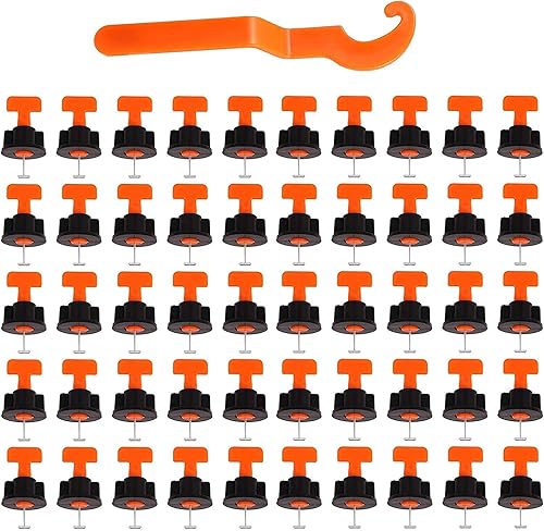 50 juegos de sistema de nivelación de azulejos, kit de herramientas de instalación de azulejos reutilizables para construir paredes y pisos (51)