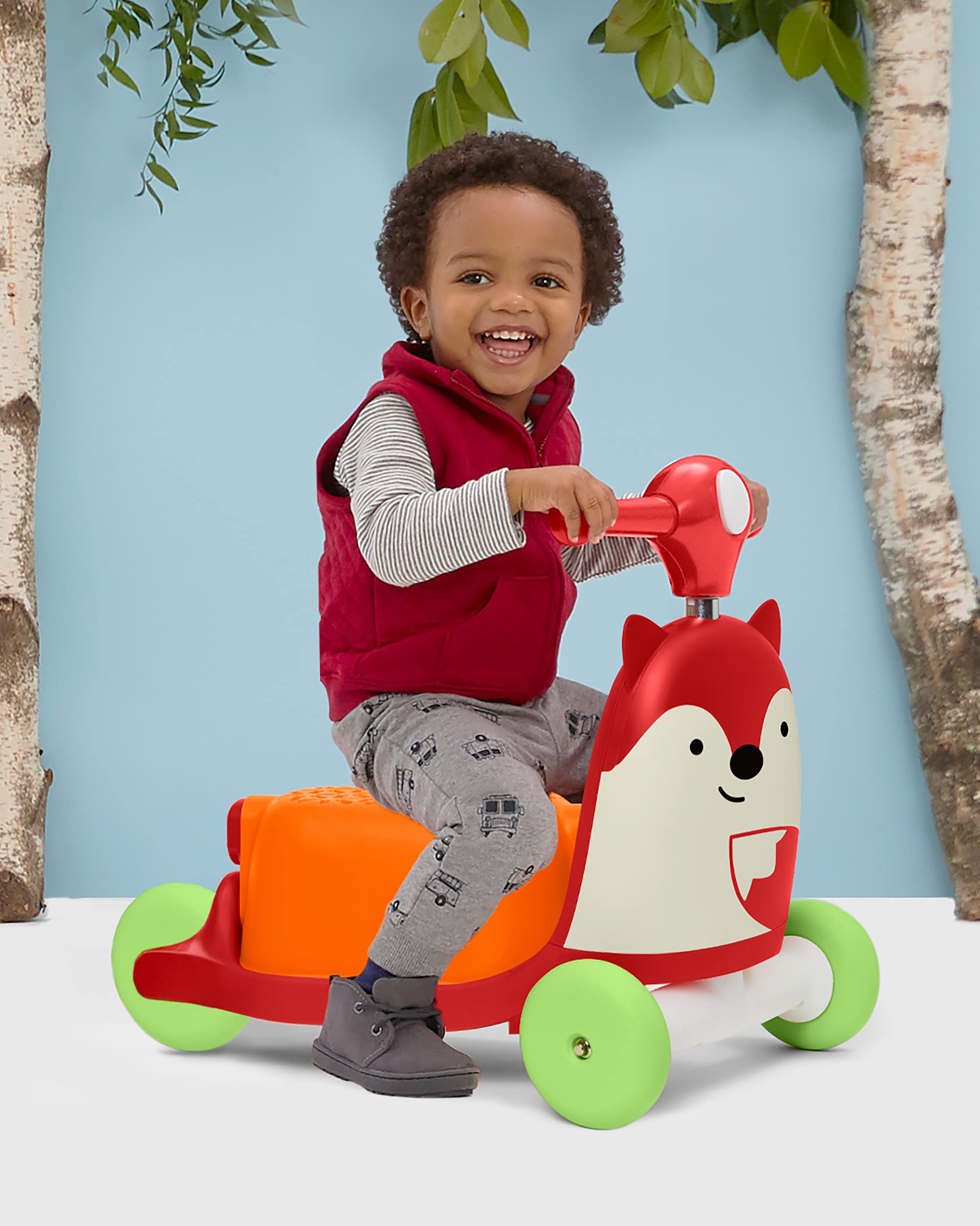 Skip Hop 3-in-1 Baby Activity Push Walker to Toddler Scooter, Zoo Fox