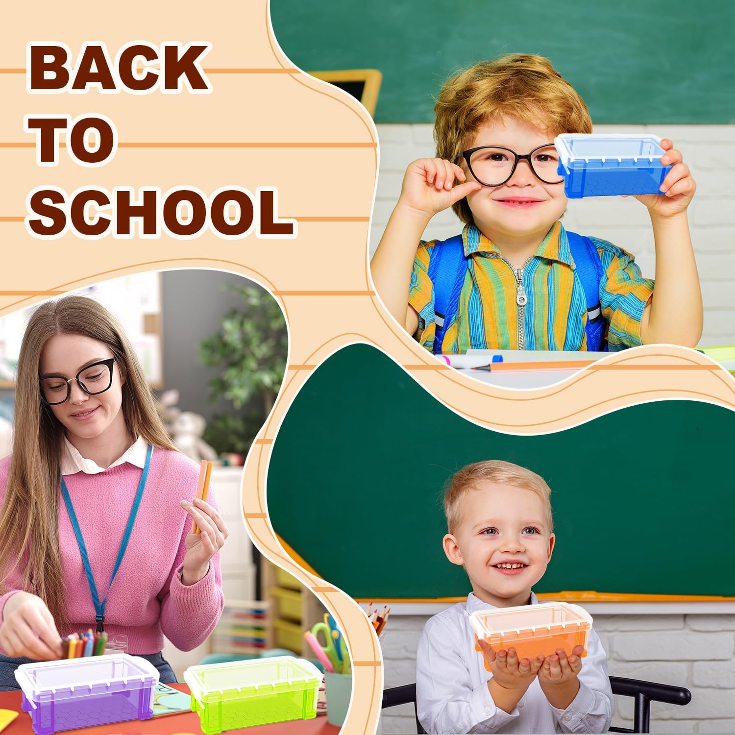 Denylo pro 40 Pcs Back to School Plastic Crayon Box Stackable Crayon Organizer Storage Containers with Latching Lid for Back to School Classroom Supplies Classmate Stationery