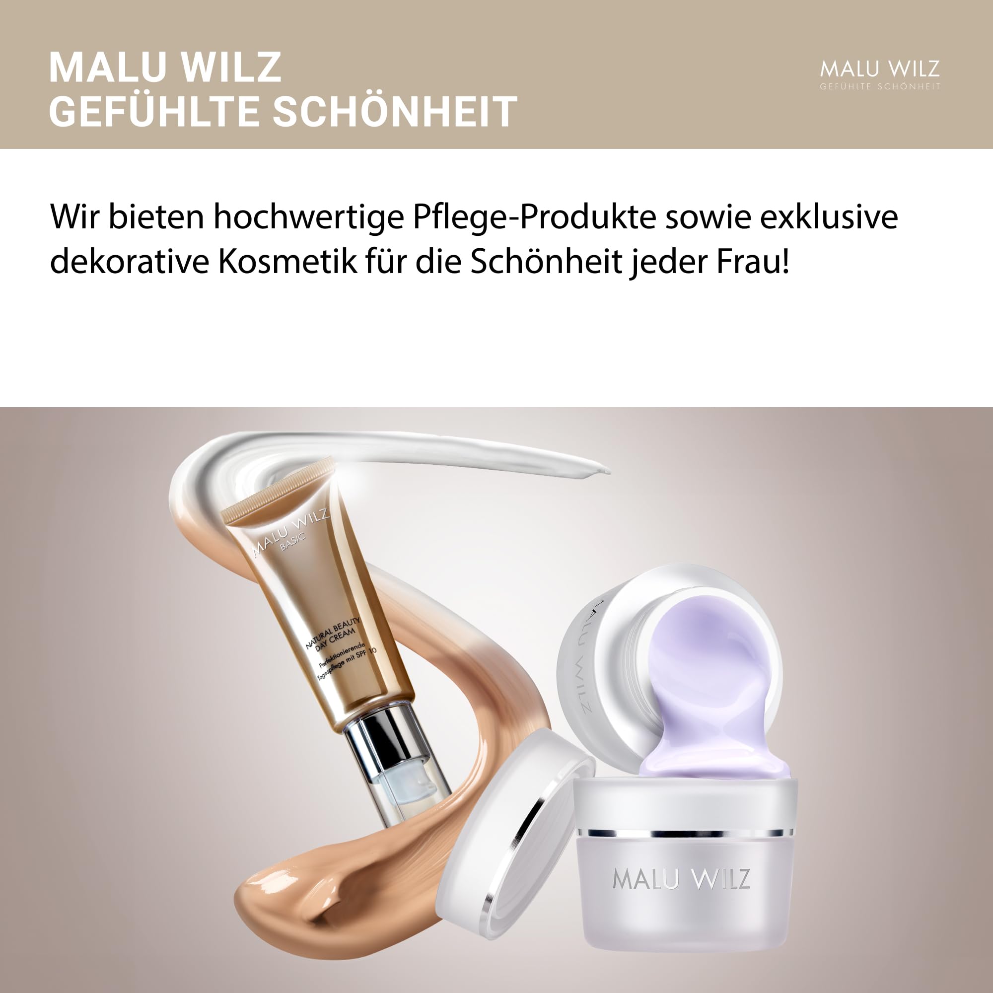 Malu Wilz Bundle Natural Beauty Day Cream + Hyaluronic Active+ Cream Soft I Erfrischende Skincare Gesichtspflege-Creme Set I Creme 40ml + Booster 50ml