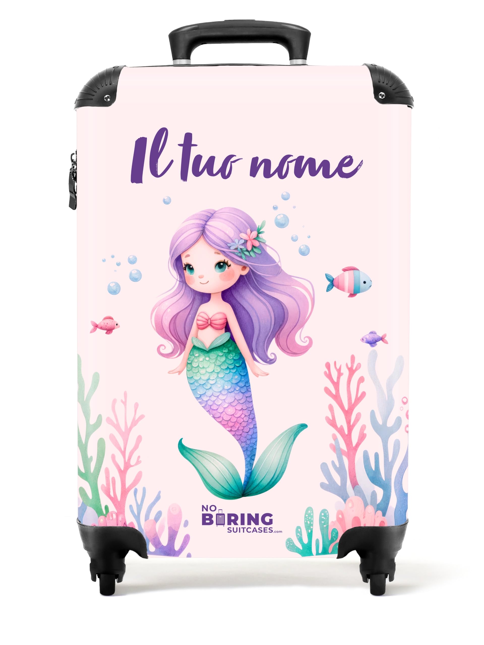 NoBoringSuitcases.com Valigia Bambini, Trolley Bambina, Valigia Per Bambini, Valigia Bambina, Trolley Bambina da Viaggio, Valigia Rosa, Valigia Personalizzabile, 55x40x20 cm (Sirena - Rosa)
