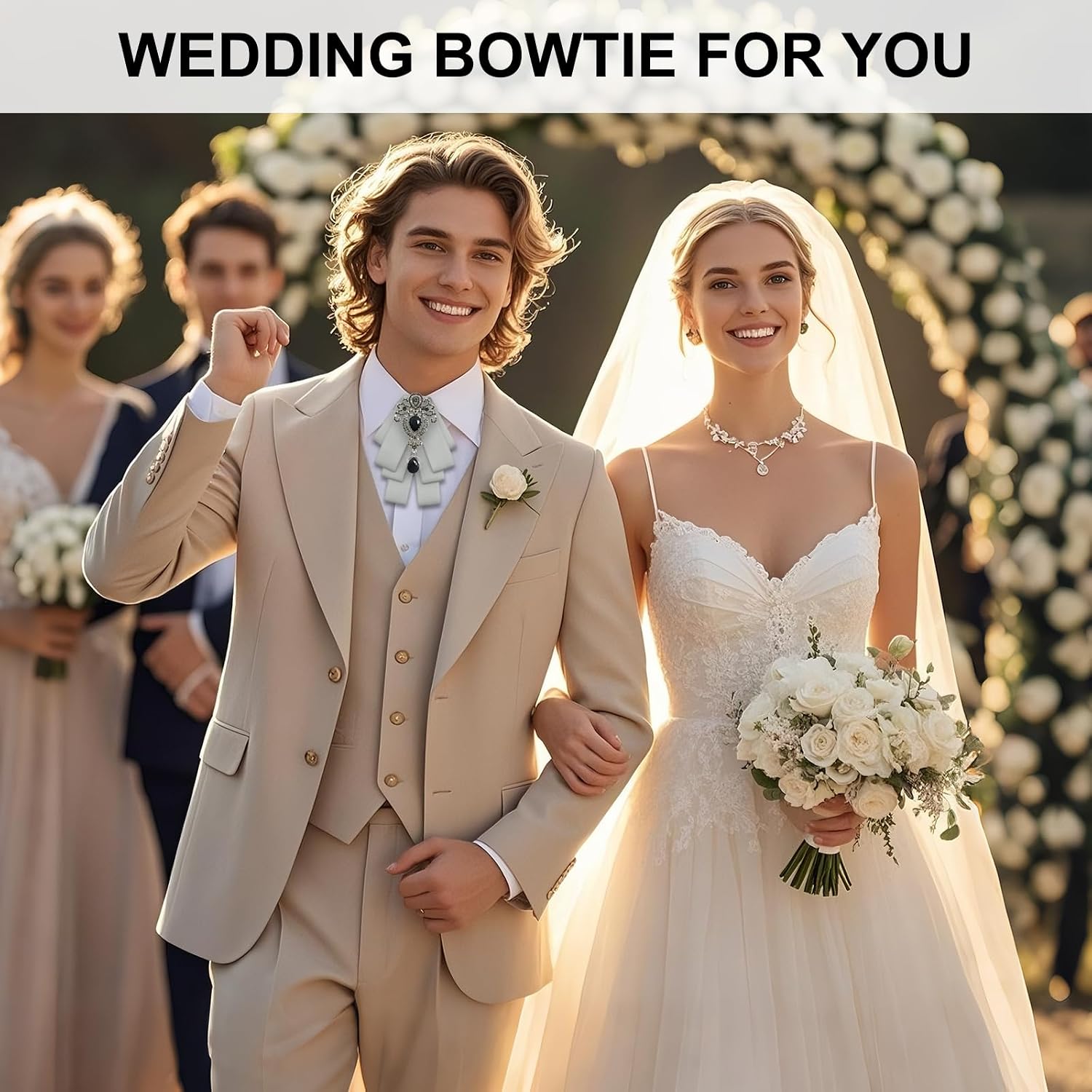 Rhinestone Bow Ties for Men, Pre-tied Womens Mens Bow Tie Crystal Ribbon Men's Bowtie for Wedding Banquet Party Daily