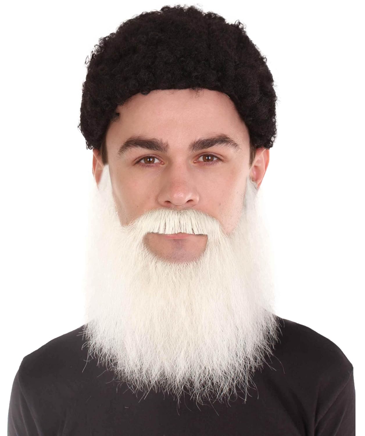 HPO Men's Synthetic Hair Long Beard Cosplay Facial Hair (White)