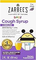 Vista 1 de Jarabe de Miel para la Tos de Bebé Zarbee's + Inmune para Bebés de 12-24 Meses, Jarabe para la Tos Seguro y Eficaz con Miel Oscura Calmante y Zinc