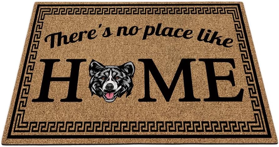 Funny Welcome Doormat Home Decor Area Rugs There's No Place Like Home Dog Faithful Akita Floor Door Mat for Indoor Decoration 23.6"x15.7"