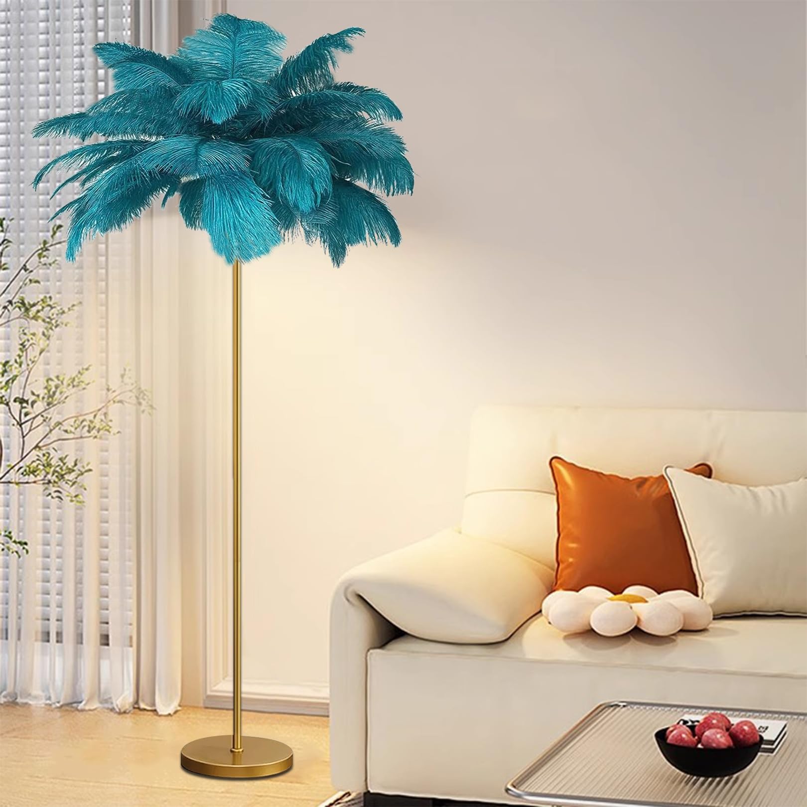 Lampadaire en plumes d'autruche luminaire sur pied haut de gamme