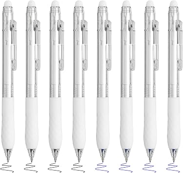 BAYTORY 8Pcs Erasable Pens, 0.5mm Fine Point Black & Blue Ink Pen White