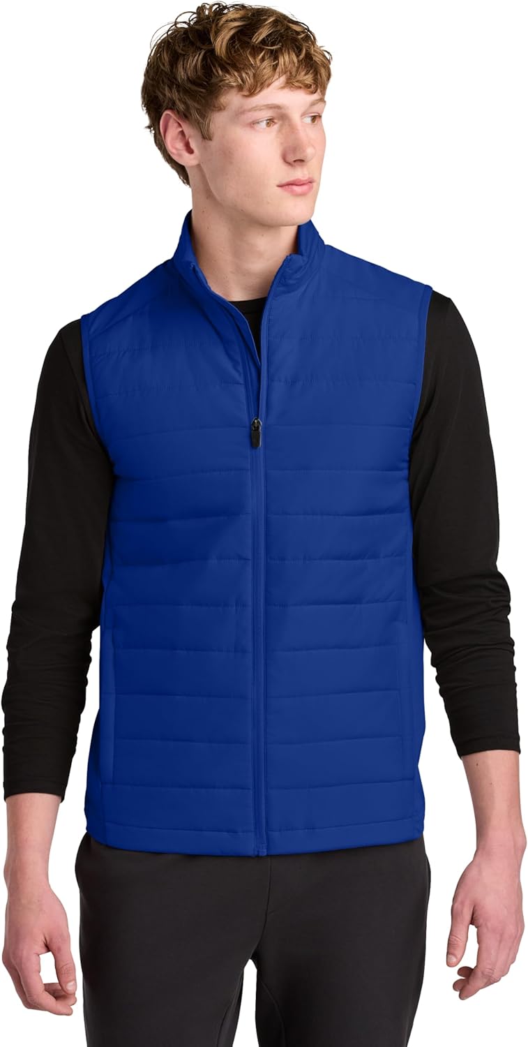 SPORT-TEK Unisex Teknical Hybrid Vest | Lightweight Insulated Zip Up Vest for Men & Women, Water Repellent, Adjustable Hem