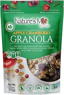 Nature's Mix - Apple Cranberry Granola - Apples, Cranberries, Pumpkin Seeds - No Sugar, Salt, or Preservatives - Kosher, Vegan, Soy Free - Small